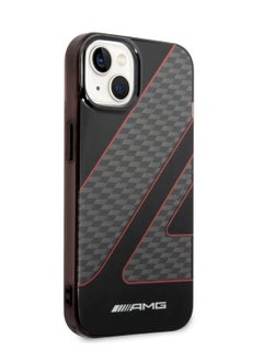 AMG iPhone 14 Plus Case Transparent Double Layer Back Cover with Checkered Flag Pattern / Lifted Ring Case / Bumper Protection / Slim Profile / Easy Snap-On / Drop Protection - Red  - Image 5