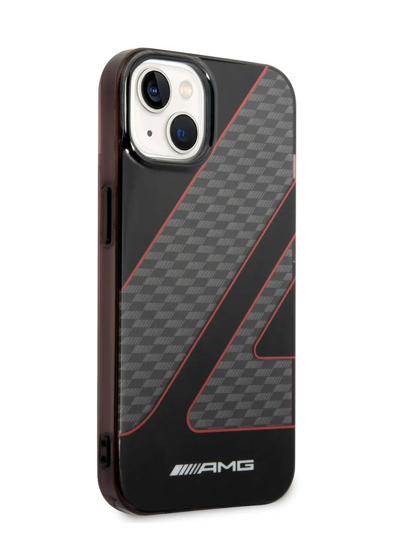 AMG iPhone 14 Plus Case Transparent Double Layer Back Cover with Checkered Flag Pattern / Lifted Ring Case / Bumper Protection / Slim Profile / Easy Snap-On / Drop Protection - Red - Image 5