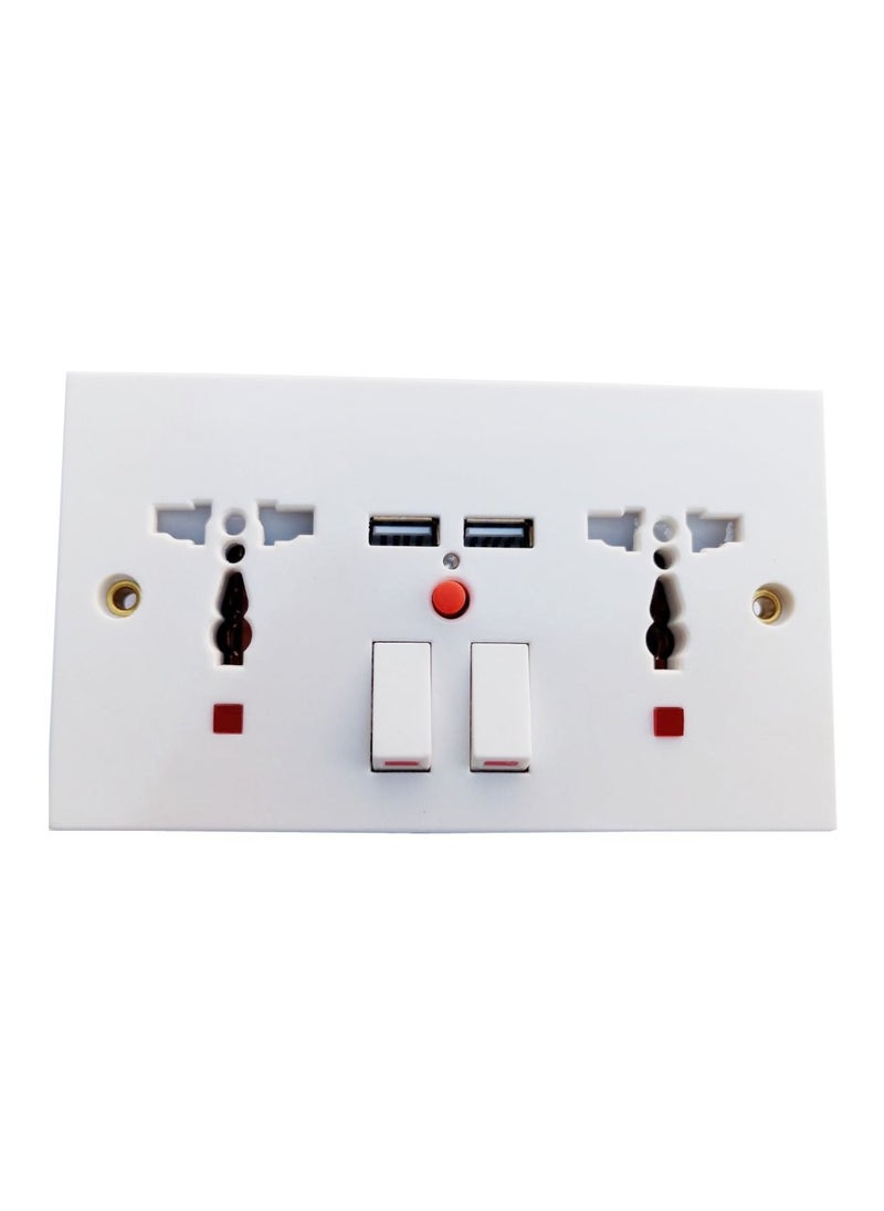 TERSEN - Universal Wall Socket Dual 2 USB Plug Switch Power Supply Plate High Quality Charger Multifunctional Three Hole Double Usb Socket - Image 1