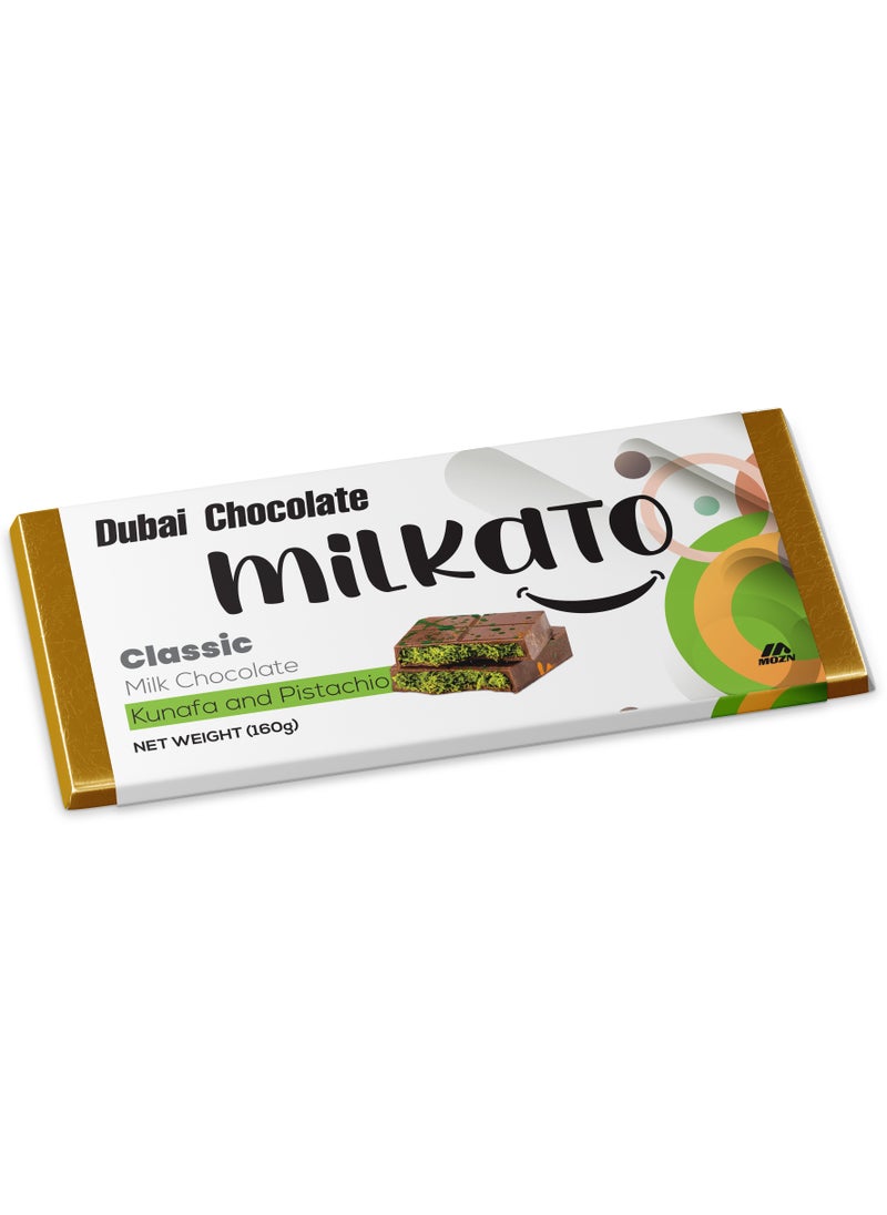 Milkato - Milk Chocolate Bar Konafa and Pistachio 160 gm - Image 1