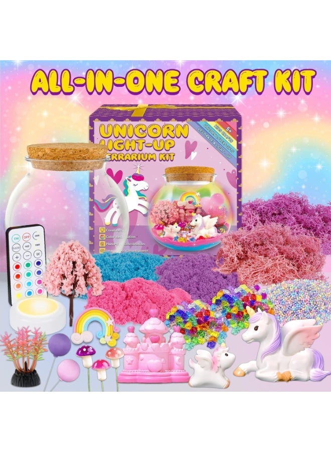 BaytEasy Unicorn Terrarium Crafts Kit for Kids-LED Night Light Up & Remote Unicorn Birthday Gifts Toys for Girls Ages5 6 7 8 9 10 Year Old-Christmas and Birthday Gifts for Girls - Image 2