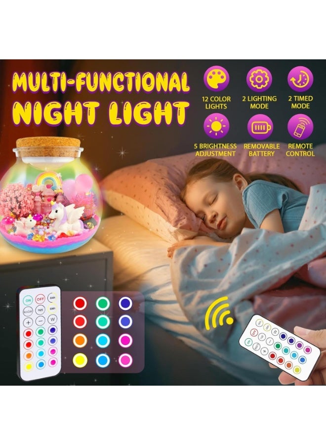 BaytEasy Unicorn Terrarium Crafts Kit for Kids-LED Night Light Up & Remote Unicorn Birthday Gifts Toys for Girls Ages5 6 7 8 9 10 Year Old-Christmas and Birthday Gifts for Girls - Image 3
