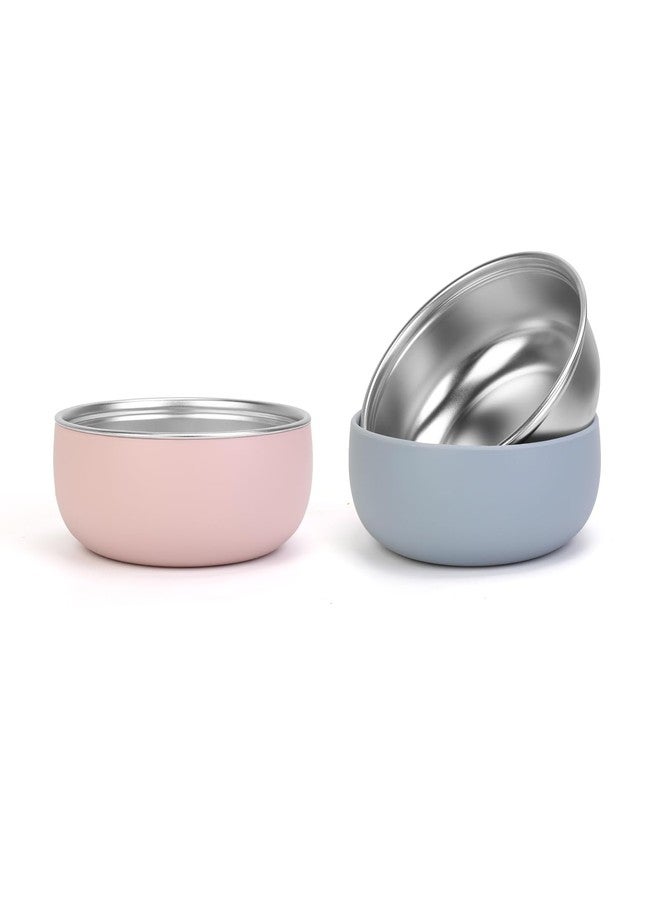 ShineMe Stainless Steel Baby Bowls, 2 pack Toddler Bowls with Removable Colorful Silicone Sleeve, Unbreakable Kids Bowls Non-Slip for Candy, Soup, Cereal, Yogurt, Snacks... - Image 1