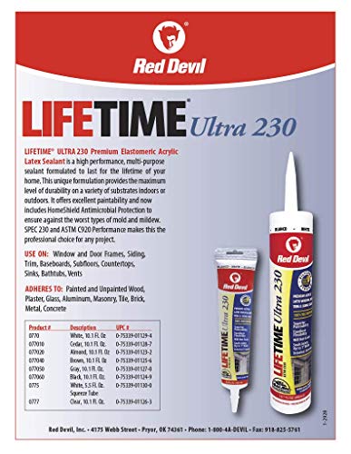 Red Devil سيلاينت أكريليك لاتكس إيلستوميريك فائق الجودة من ريد ديفل 077050، 10.1 أونصة، رمادي، عبوة واحدة - Image 3