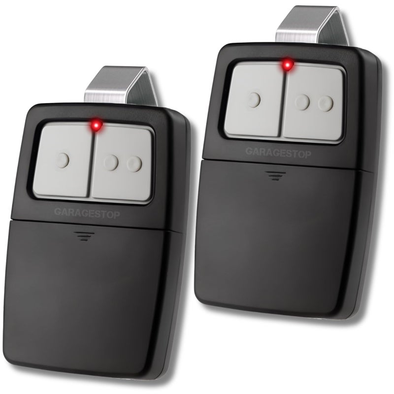 2Pack Universal Garage Remotes for LiftMaster Chamberlain Genie Linear Replaces Clicker KLIK1U 375UT 375LM Operates 2 Doors or Gates Dip Switch Learn Button Ready