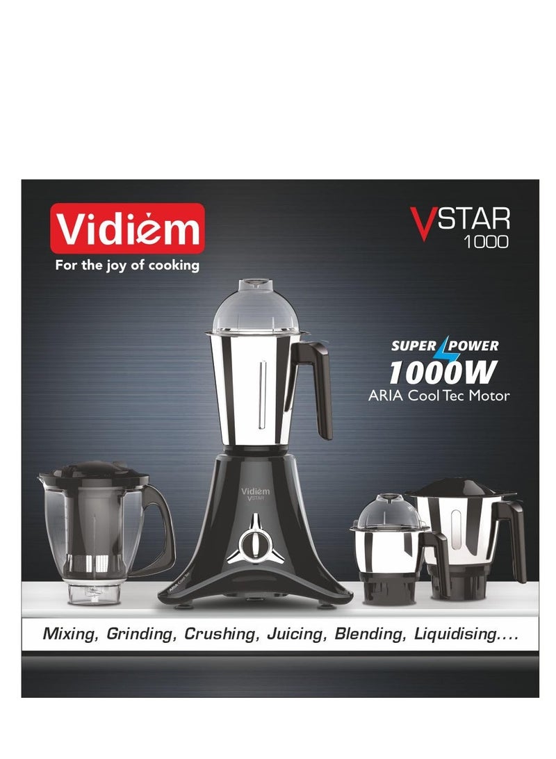VIDIEM Vidiem mixer grinder 618 A VSTAR 1000 watt (Black) with three leakproof jars and 1 juicer mixer grinder, self-lock for wet and dry spices, chutneys and curries  - Image 4