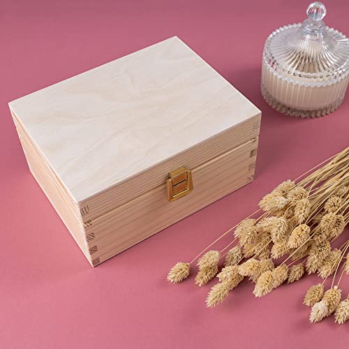 Creative Deco Wooden Storage Box Unpainted Plain | 8.42 x 5.43 x 3.93 in | Golden Latch & Lid | Perfect for Storing Valuables & Small Items in The Office or Bedroom | Jewelry Box - Image 5