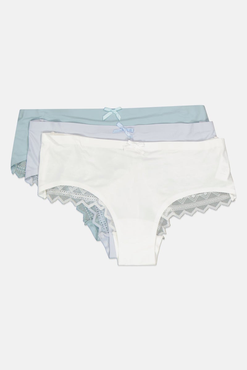 bebe Women 3 Pieces Textured Lace Boxer Panties, Multicolor  - Image 3