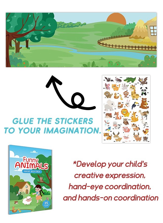 Beyond Animals Stickers Set, No Mess Sticker Art for Kids, Craft Kits, DIY Activity, Travel Toys, Fine Motor Skills, Gifts for Boys & Girls Ages 3, 4, 5, 6, 7  - Image 1
