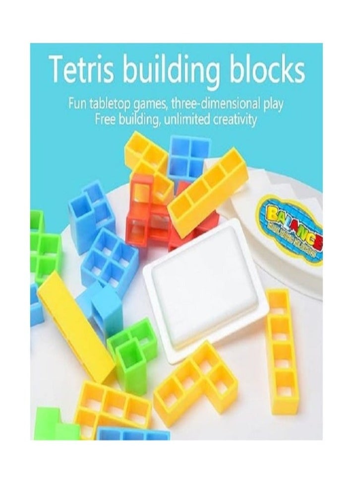 Tetra Tower Game, 32 Pieces Tetris Balance Tower Game, Creative Stacking Game Toy, Stacking Blocks Balancing Game, Wooden Stacking Tower for Kids, Puzzle Game Gifts for Boys and Girls  - Image 3