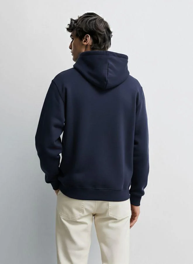 The Indian Garage Co Men Relaxed Fit Embroidered Hooded Neck Full Sleeves Sweatshirt