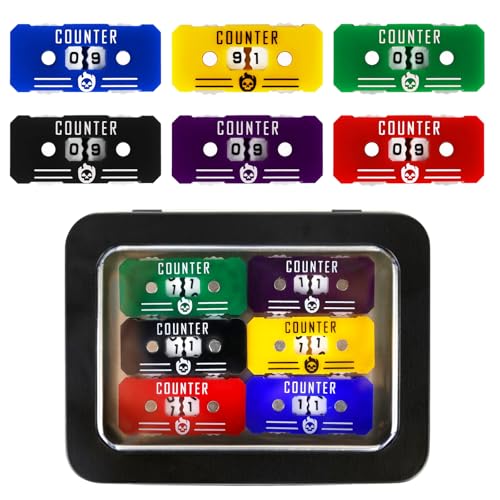 FIGURESLAB 6Pcs MTG Life Counter with Metal Box Twin Digits Health Tracker Life Counter for MTG Magic Card Games Accessories Tabletop RPG DD CCG TCG Board Games - Image 1