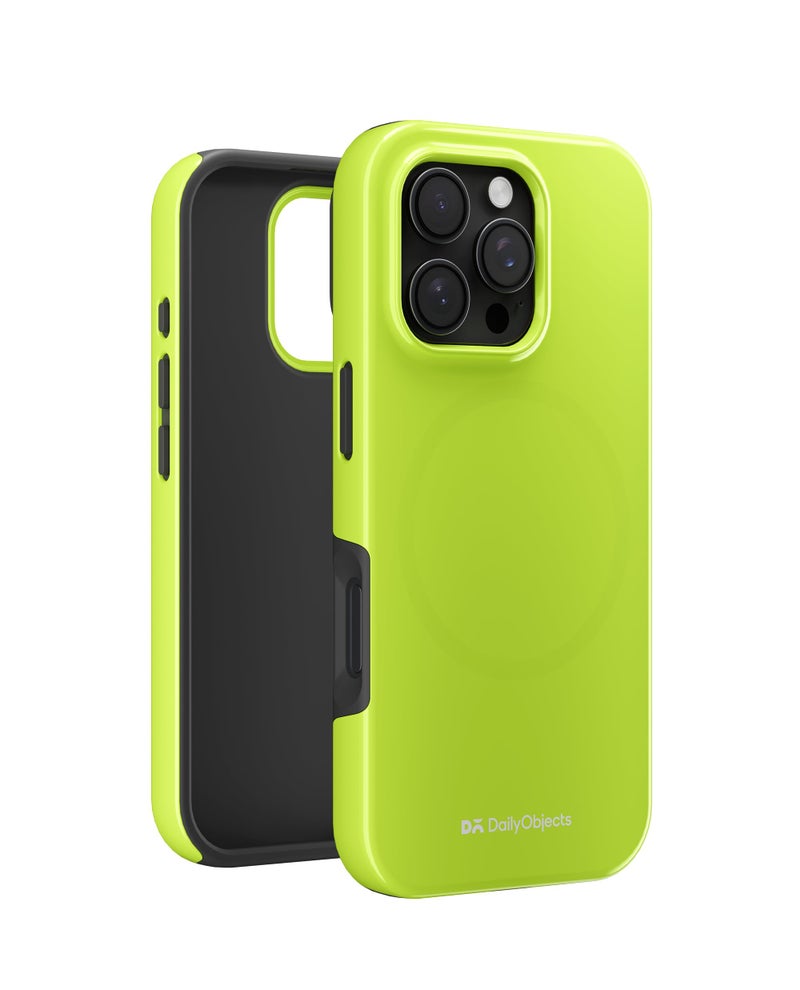 DailyObjects Enamel Bumper MagSafe Case for iPhone 16 Pro Compatible with MagSafe Wireless Charging | Lime Magnetic Back Cover - Image 1