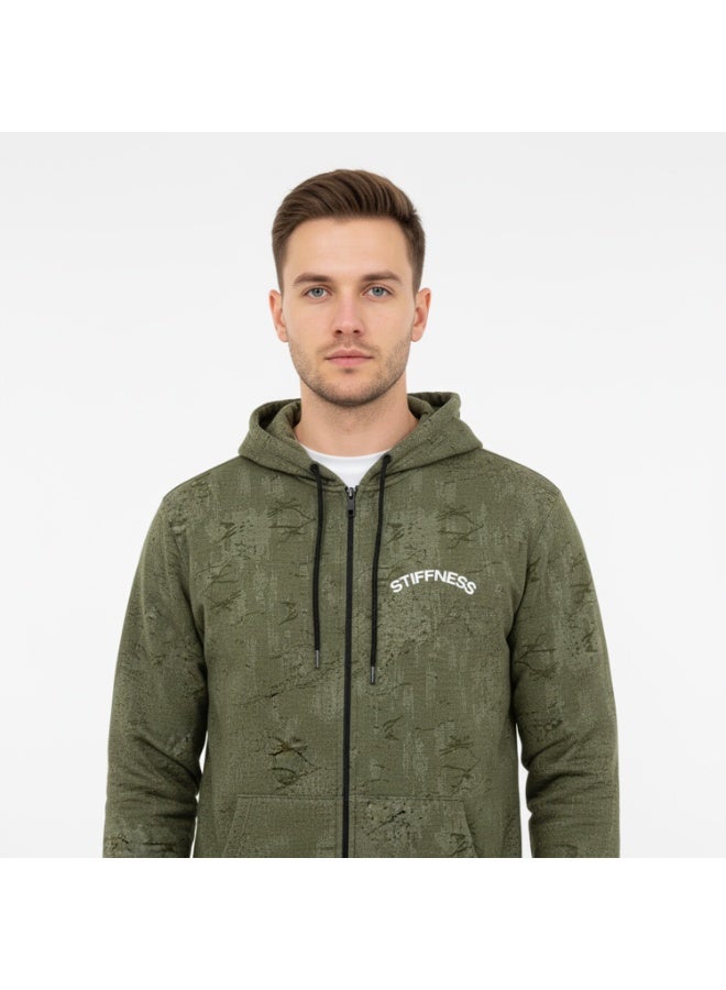 Caesar Men's oversized hoodie with a military print and a print on the back and chest. - Image 3