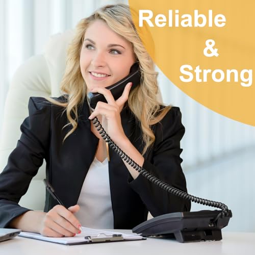Uvital كابل سماعة الهاتف Uvital، طول ملفوف من 1.56 إلى 13 قدم غير ملفوف، كابل سماعة الهاتف الأرضي RJ9/RJ10/RJ22 4P4C (أسود) (13 قدم) - Image 5