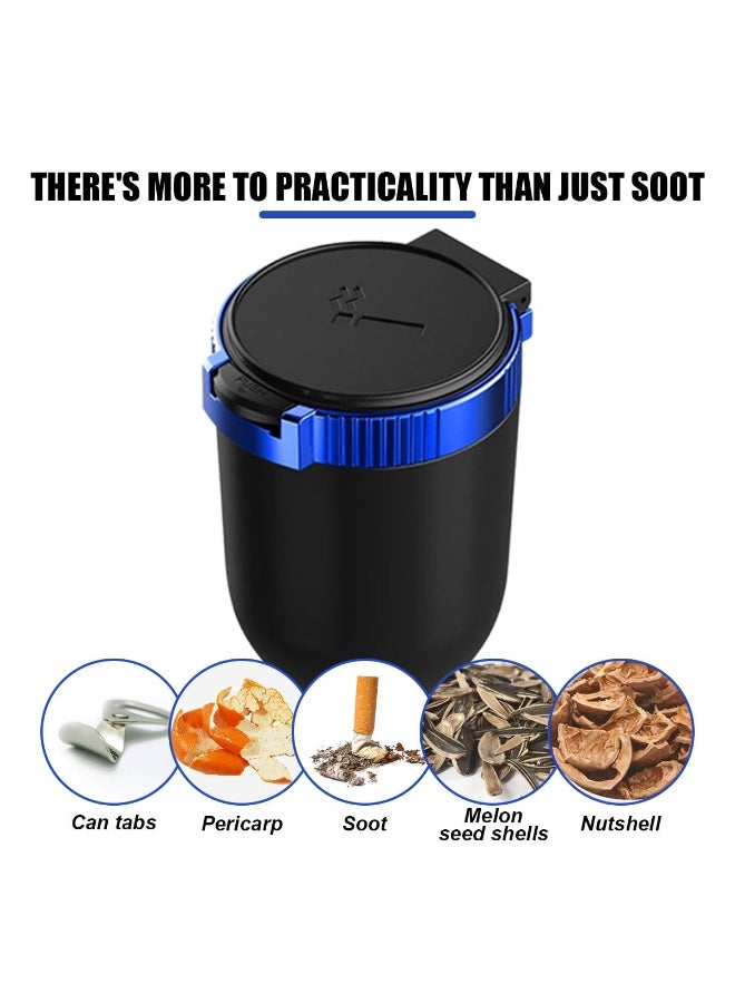 Chabeia Car Ashtray with Lid Smell Proof, Detachable Stainless Smokeless Ash Tray with LED Blue Light, Portable Mini Car Trash Can, Windproof Auto Ashtray Cup Holder for Car Home Outdoor Travel (Blue) - Image 5