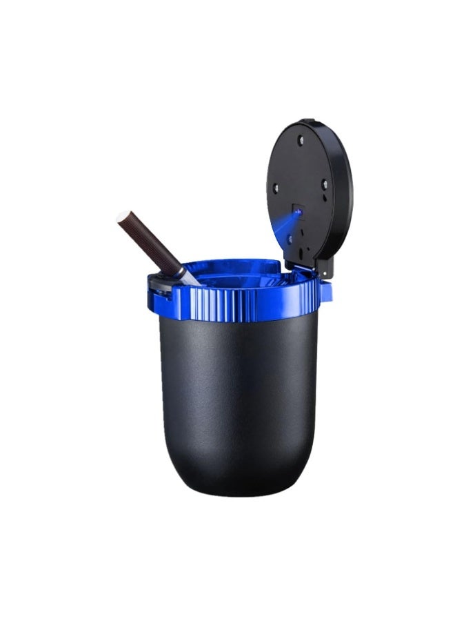 Chabeia Car Ashtray with Lid Smell Proof, Detachable Stainless Smokeless Ash Tray with LED Blue Light, Portable Mini Car Trash Can, Windproof Auto Ashtray Cup Holder for Car Home Outdoor Travel (Blue) - Image 1