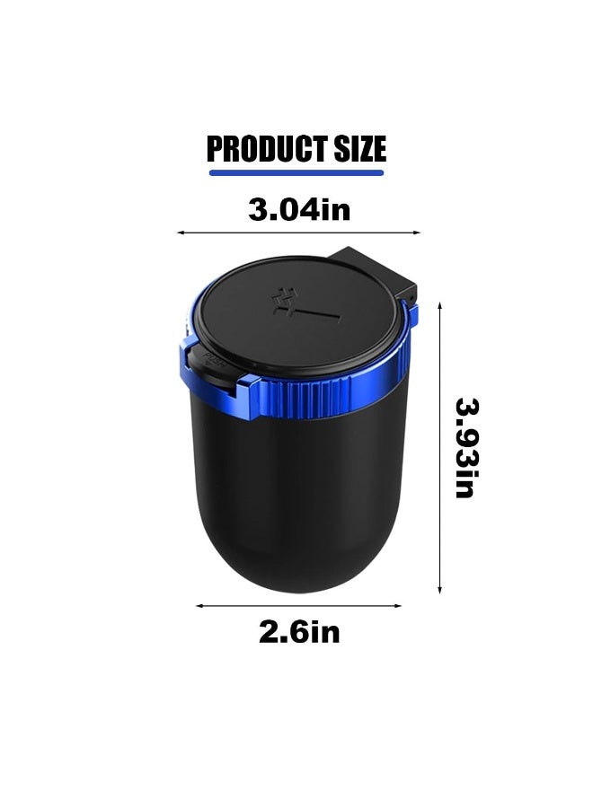Chabeia Car Ashtray with Lid Smell Proof, Detachable Stainless Smokeless Ash Tray with LED Blue Light, Portable Mini Car Trash Can, Windproof Auto Ashtray Cup Holder for Car Home Outdoor Travel (Blue) - Image 2