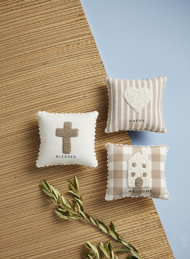 Mud Pie Cross Crochet Mini Pillow; 8" X 8" - Image 2