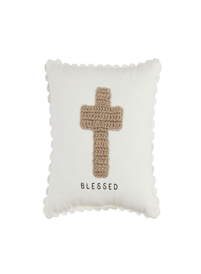 Mud Pie Cross Crochet Mini Pillow; 8" X 8" - Image 1