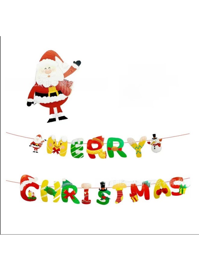 YIXIN Christmas Decorations Christmas Pull Flag Hanging Ornaments Holiday Banner Party Decoration Paper Cartoon Christmas Hanging Flag Pull Flower - Image 3