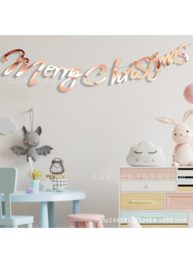 YIXIN Christmas Decorations Christmas Pull Flag Hanging Ornaments Holiday Banner Party Decoration Paper Cartoon Christmas Hanging Flag Pull Flower - Image 1
