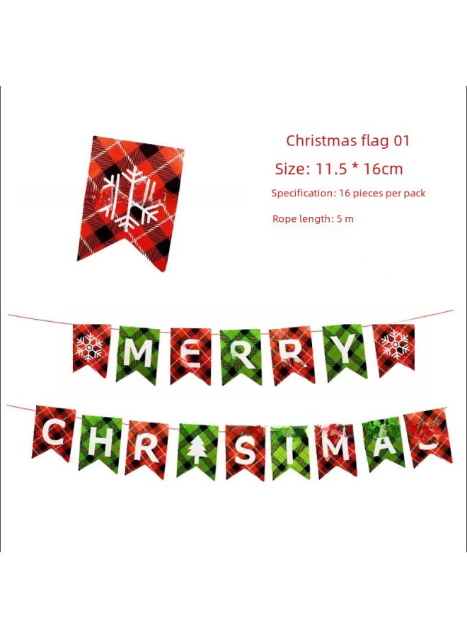 YIXIN Christmas Decorations Christmas Pull Flag Hanging Ornaments Holiday Banner Party Decoration Paper Cartoon Christmas Hanging Flag Pull Flower - Image 2
