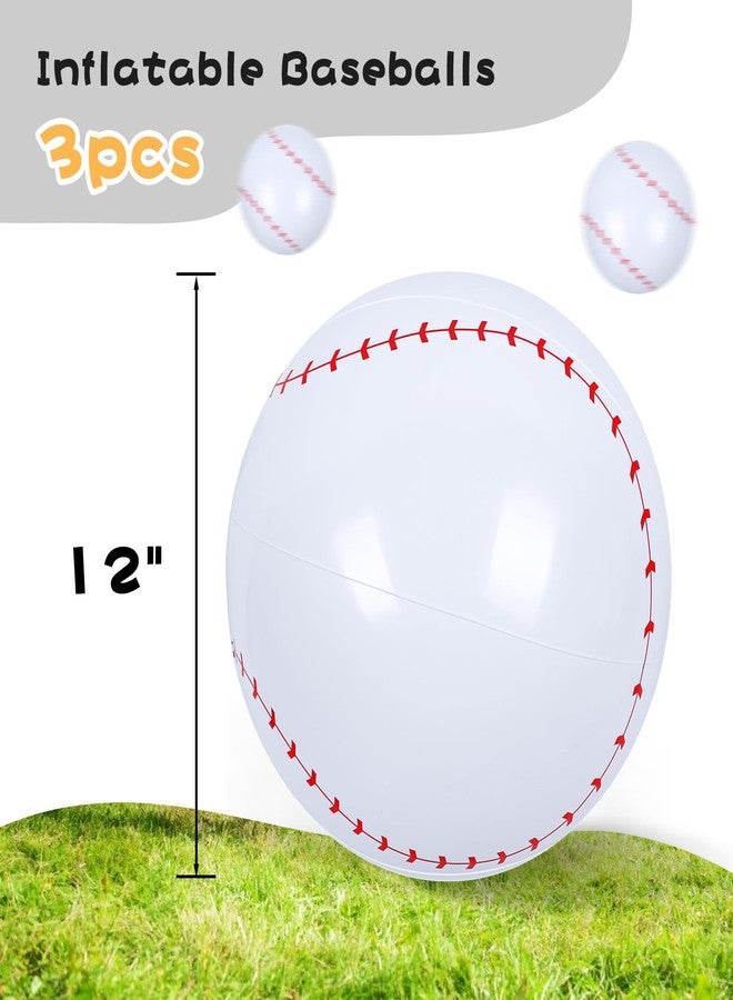 LovesTown 3Pack Inflatable Baseball, 12Inch Beach Balls for Party Favors Summer Swimming Pool Game - Image 2