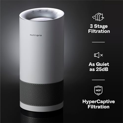 Nutripro Air Purifier For Home & Office 600 sq.ft, H13 HEPA, Activated Carbon, Removes 99.99% Pollutants & Micro Allergens - (White) - Image 3