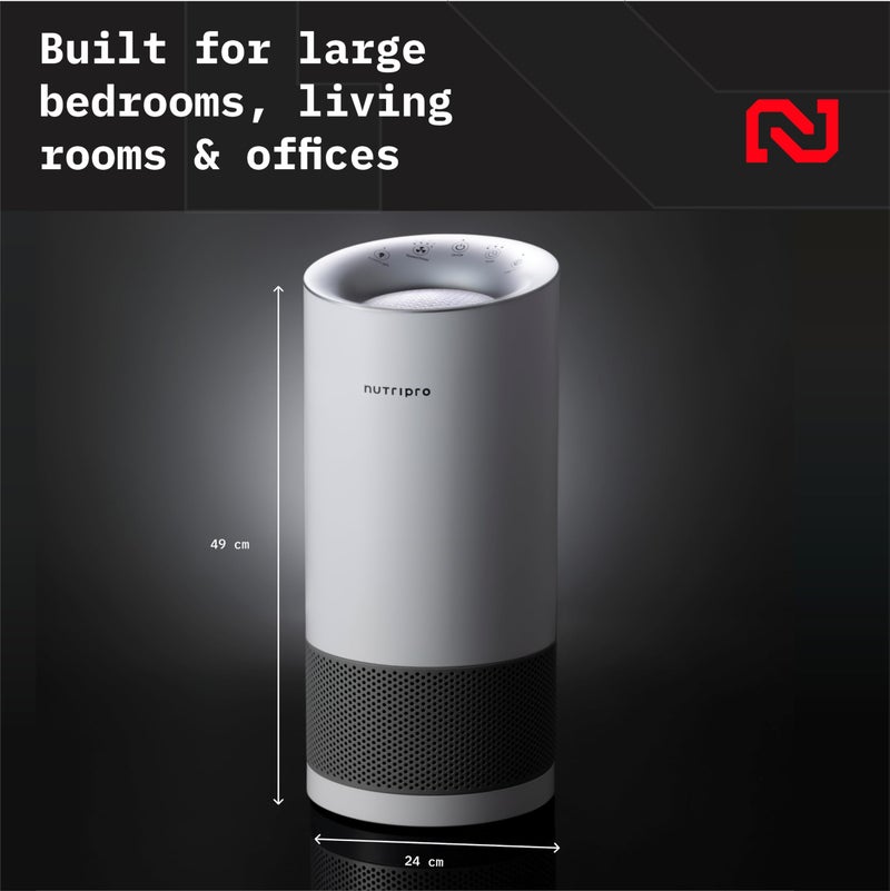 Nutripro Air Purifier For Home & Office 600 sq.ft, H13 HEPA, Activated Carbon, Removes 99.99% Pollutants & Micro Allergens - (White) - Image 2