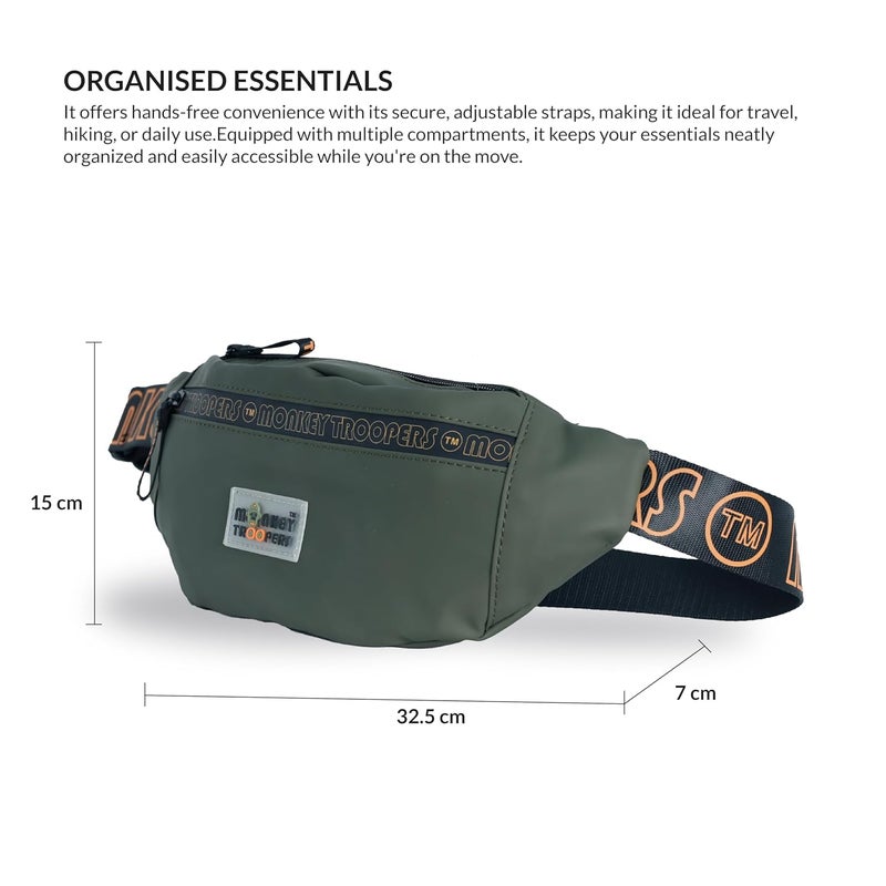 Monkey Troopers Ghost Waist Bag, Crossbody,Water-Resistant Fanny Pack | Sleek, Stylish, and Secure Fanny Pack | Chest Bag for Men Women Girls Boys, Causal, Travel, Hikking, Everyday (Olive) - Image 4