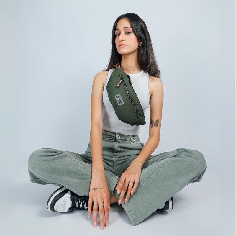 Monkey Troopers Ghost Waist Bag, Crossbody,Water-Resistant Fanny Pack | Sleek, Stylish, and Secure Fanny Pack | Chest Bag for Men Women Girls Boys, Causal, Travel, Hikking, Everyday (Olive) - Image 3