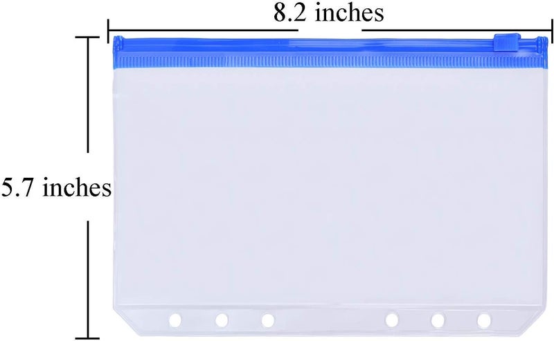 Antner 12PCS A5 Binder Pockets 6-Hole Budget Cash Envelopes for A5 6-Ring Binder, Multicolor Zipper Pouches for Planner Inserts, Money Organizer Bags Savings Challenge Envelopes for Cash Stuffing - Image 2