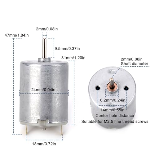Swhmc Dc Motor 3V-12V 280 Micro Motor 42 x 24 mm for RC Boat Model Toys Diy (Pack of 5) - Image 3