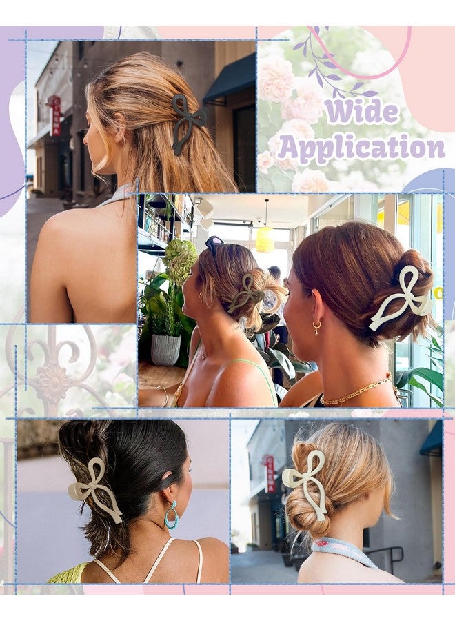 CHLINS 4 PCS Bow Hair Clips Bow Claw Clip for Women Nonslip Large Hair Claw Clips for Thin and Thick Hair Strong Hold Hair Bows (Black+Light Brown+Off-White+Dark Brown) - Image 5