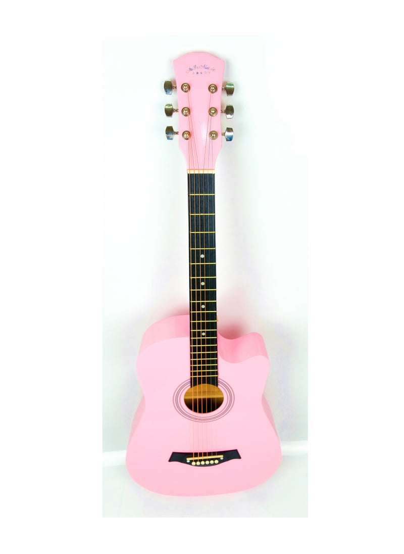 Mike Music Mike Music 38-Inch Acoustic Guitar with Bag, Strings, Capo, Picks & Strap -Pink  - Image 3