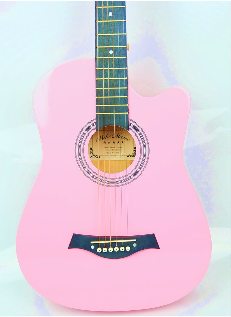 Mike Music Mike Music 38-Inch Acoustic Guitar with Bag, Strings, Capo, Picks & Strap -Pink  - Image 4