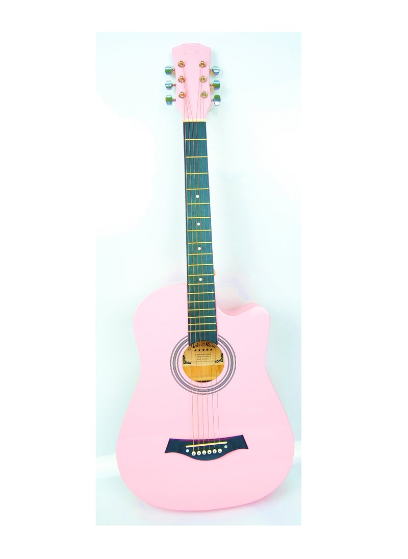Mike Music Mike Music 38-Inch Acoustic Guitar with Bag, Strings, Capo, Picks & Strap -Pink  - Image 2