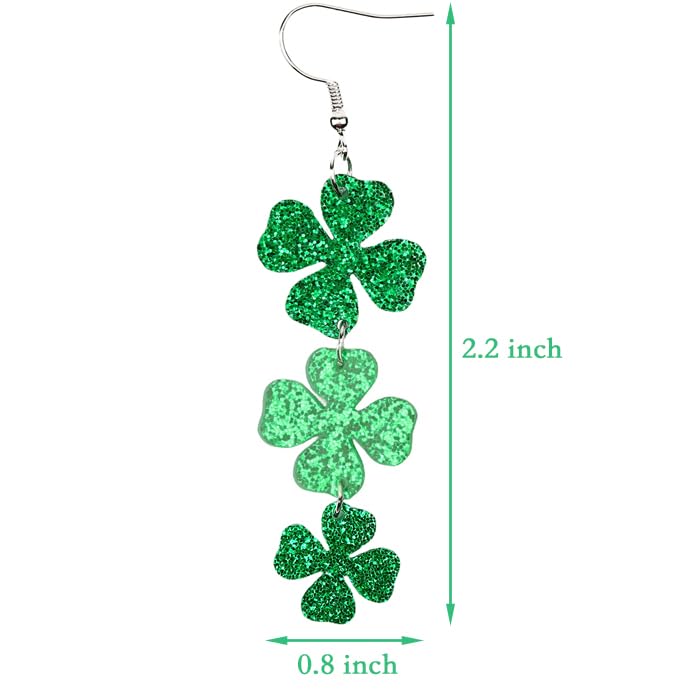 AIZIXIN St. Patrick's Day Green Shamrocks Clover Lucky Grass Earrings for Women,Good Luck Dangling Earrings,Irish St. Patrick's Day Decorations Accessories. - Image 2