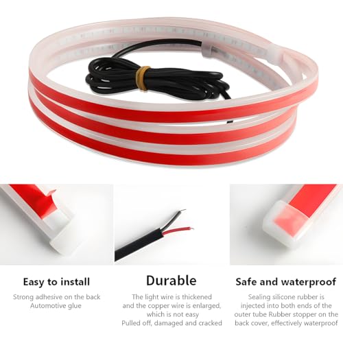 Bittwee 2PCS Car Door LED Strip Lights, 48 Inch 1.2M Multi-Color Waterproof Automotive LED Door Warning Light Strip Flowing Flexible Sequential Safty Lamp, Universal for Vehicle SUV Truck RV - Image 4