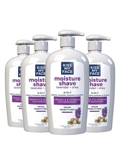 Kiss My face Moisture Shave Cream, Shaving Cream For Men And Women, 11 Oz Pump Bottle, Lavender & Shea, 4 Pack  - Image 1