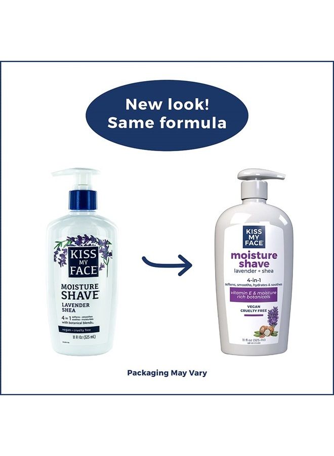Kiss My face Moisture Shave Cream, Shaving Cream For Men And Women, 11 Oz Pump Bottle, Lavender & Shea, 4 Pack  - Image 2