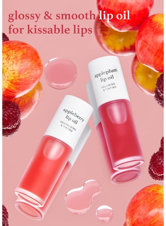 NOONI Korean Hydrating Lip Oil Set  Appleberry  Appleplum  LongLasting Moisturizing Plumping Revitalizing for Dry Lips Waterproof No Peel Off 012 FL Oz x 2ea - Image 3