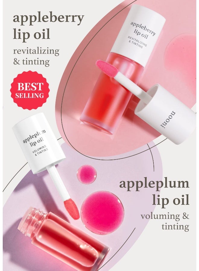 NOONI Korean Hydrating Lip Oil Set  Appleberry  Appleplum  LongLasting Moisturizing Plumping Revitalizing for Dry Lips Waterproof No Peel Off 012 FL Oz x 2ea - Image 4