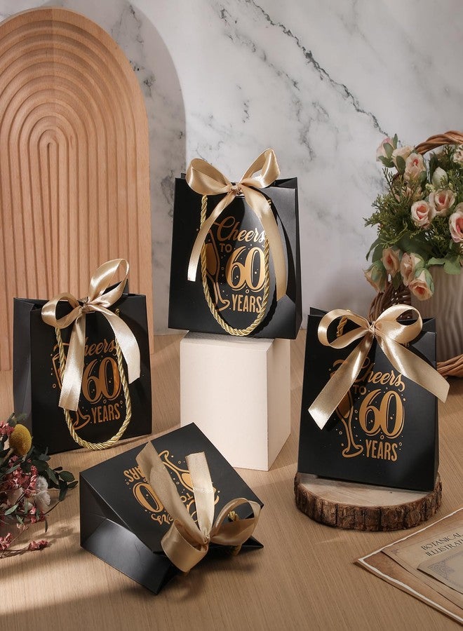 Clysee 25 Pcs Birthday Gift Bags with Handles Black and Gold Treat Bags Bulk Gift Wrapping Bags for Birthday Party Favors Anniversary Wedding Supplies Decoration(Cheers to 60) - Image 4