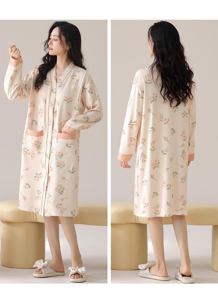 Big Size Long sleeve Maternity Dress Breastfeeding Nightgown Clothes For Pregnant Woman Nursing Dresses with Chest Pads - Image 2