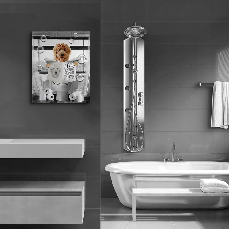 Kateflower Funny Dog Sitting in Toilet Wall Art - Image 3