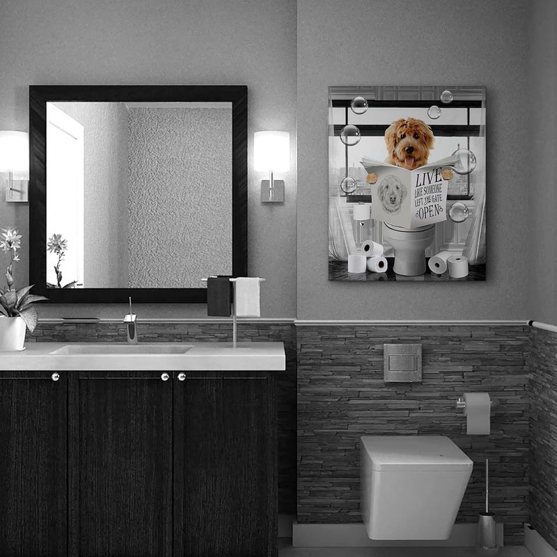 Kateflower Funny Dog Sitting in Toilet Wall Art - Image 2