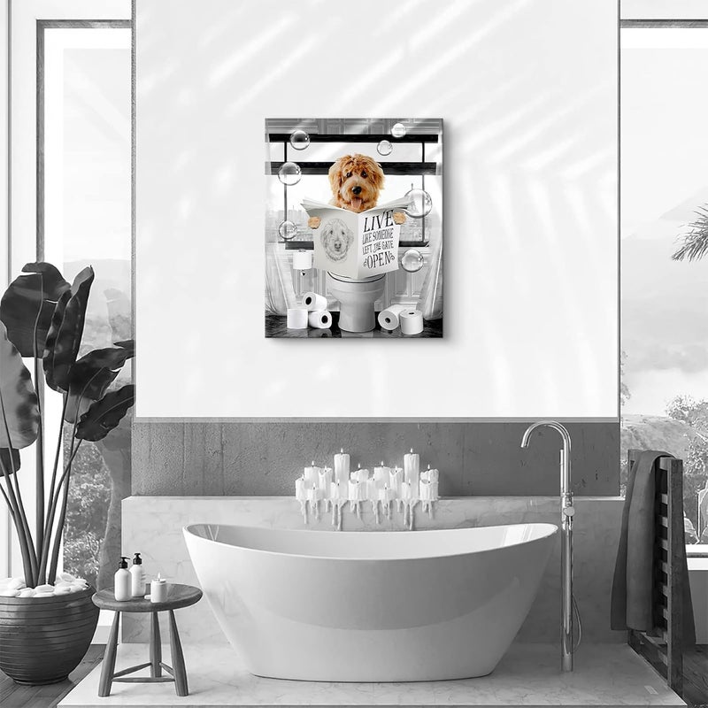 Kateflower Funny Dog Sitting in Toilet Wall Art - Image 4