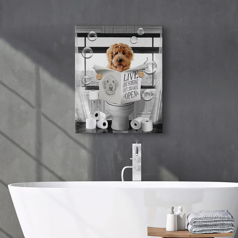 Kateflower Funny Dog Sitting in Toilet Wall Art - Image 5